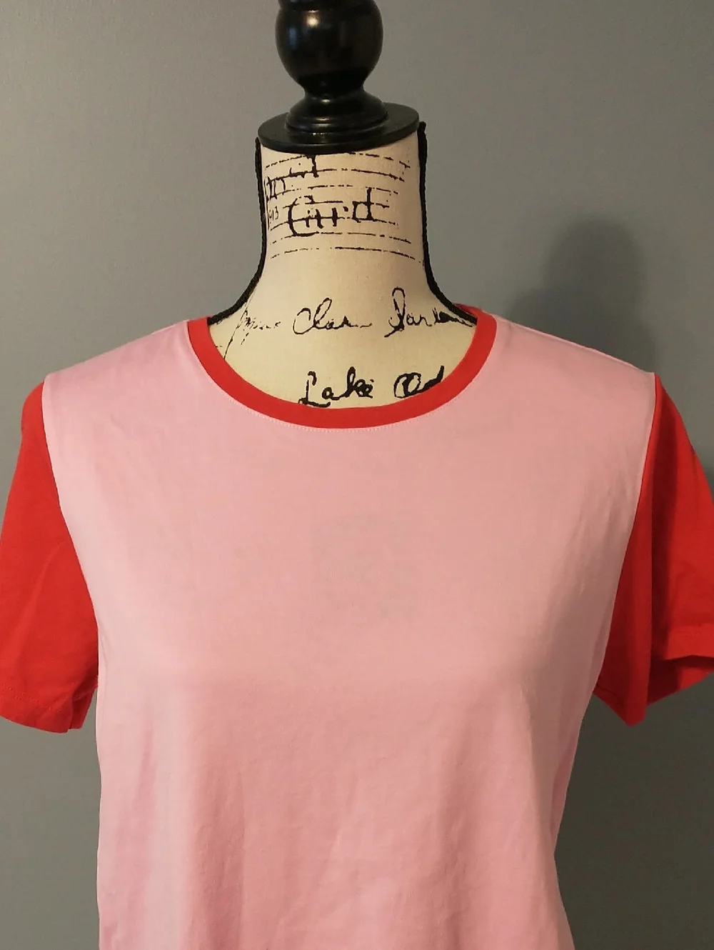 Lands' End Pink and Red Ringer Top - Picture 2 of 7